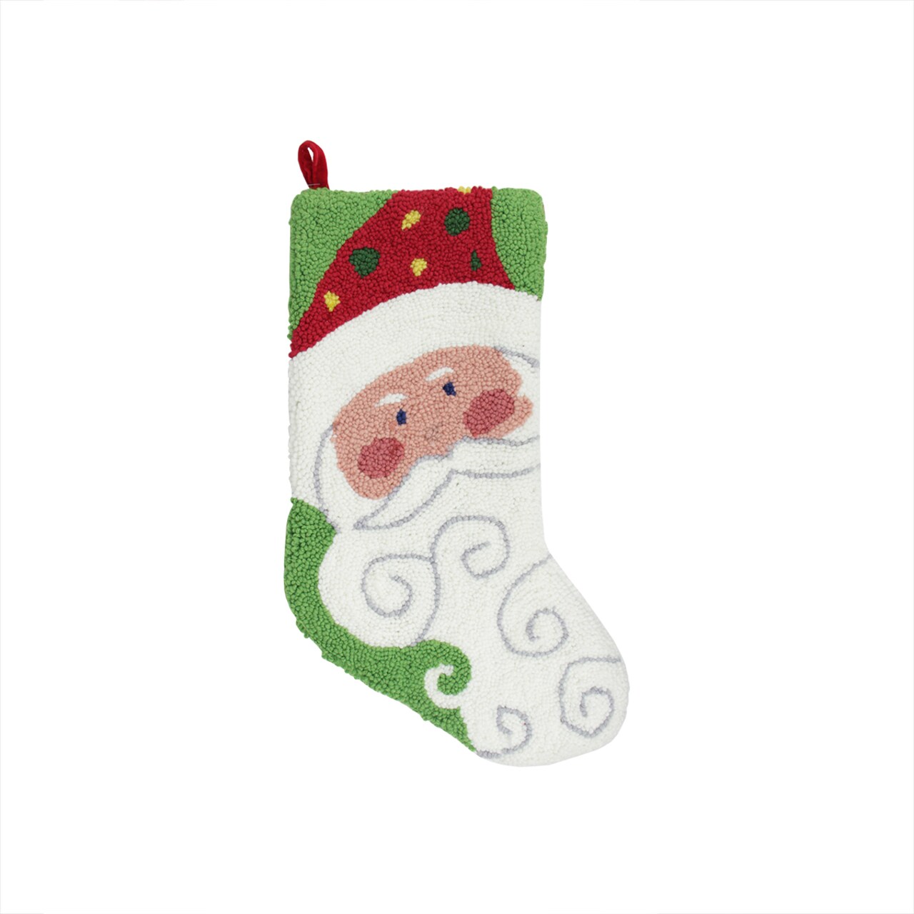 Gallerie II 21" Plush Loop Knit and Rosy Cheeked Santa Claus Christmas Stocking